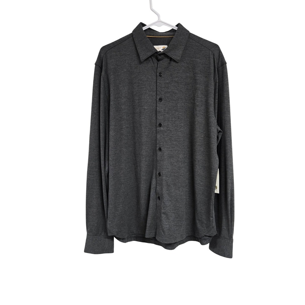 Fundamental Coast Button-Down Long Sleeve Shirt Soft Stretch Gray Men's Size M